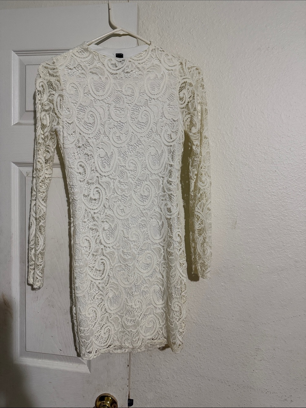 Windsor White Lace Long-Sleeve Mini Dress